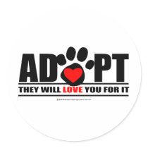Adopt Pawprint Round Stickers