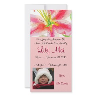 Adoption Announcement Lily Photo Card photocard