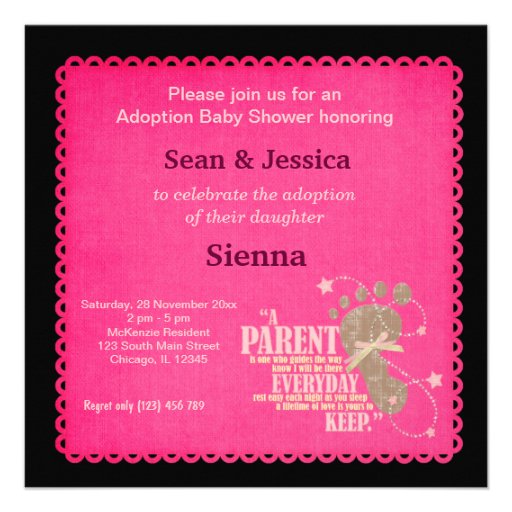 Adoption Baby Shower Girl 5.25x5.25 Square Paper Invitation Card Zazzle