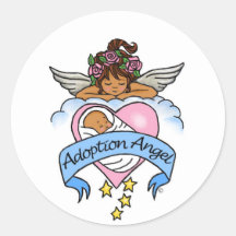 Adoption Ethnic Angel of Love Round Sticker