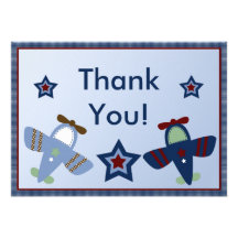 Adorable Airplanes/Aviator Thank You Card Custom Invitations