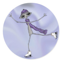 Adorable Alien Ice Skating in Winter stickers by Quantum_Art_Nerd Adorable Alien Ice Skating in Winter stickers