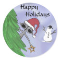 Adorable Alien wishes everyone Happy Holidays stickers by Quantum_Art_Nerd Adorable Alien wishes everyone Happy Holidays stickers