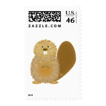 Adorable Animal Drawings: Beaver Postage Stamp