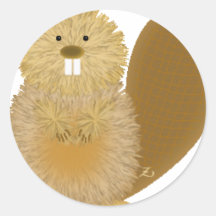 Adorable Animal Drawings: Beaver Round Stickers
