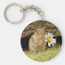Adorable Baby Chipmunk with Daisy Keychain
