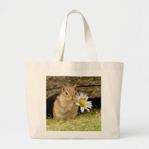 Adorable Baby Chipmunk with Daisy Tote Bags