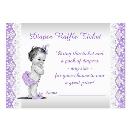 Adorable Baby Girl Purple Diaper Raffle Ticket Business Cards