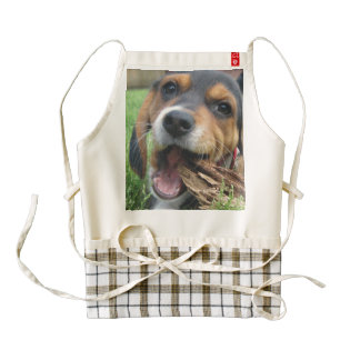 Adorable Beagle Puppy Chewing on Wood Zazzle HEART Apron