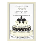 Adorable Black and Ecru Wedding Cake Invitation