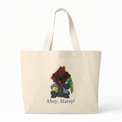 Adorable Black Pug Pirate Costume Tees, Gifts Canvas Bags by designsbydandy