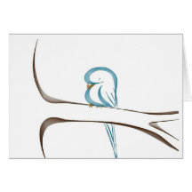Adorable blue bird sitting on a branch card