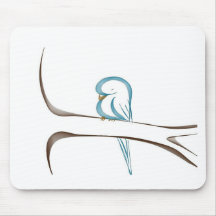 Adorable blue bird sitting on a branch mousepad