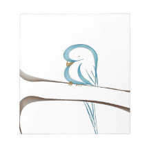 Adorable blue bird sitting on a branch note pad