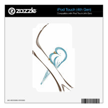 Adorable blue bird sitting on a branch iPod touch 4G decals