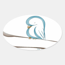 Adorable blue bird sitting on a branch stickers