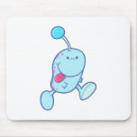 adorable blue goofball monster mouse pad