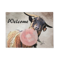 Adorable Bubblegum Billy Goat Welcome DoorMat