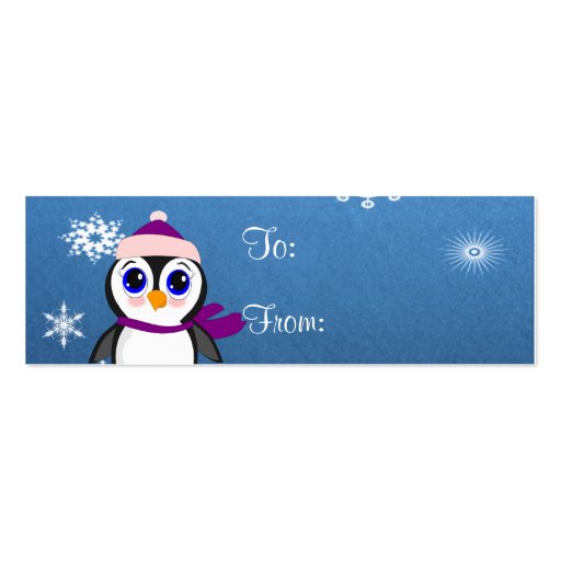 Adorable Cartoon Penguin with Scarf and Hat Business Card Template (front side)