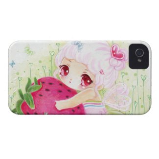 Adorable chibi girl with strawberry casematecase