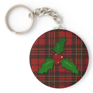 Adorable Christmas tartan key chain