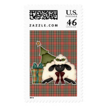 adorable christmas time sheep postage stamps