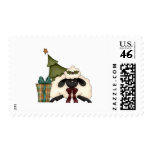 adorable christmas time sheep postage stamp