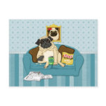 Adorable Customizable Couch Pugtato Tees, Gifts Postcard