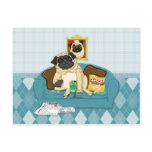 Adorable Customizable Couch Pugtato Tees, Gifts Post Cards