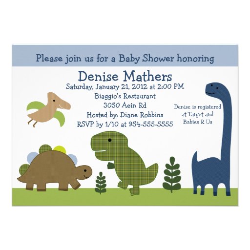 Adorable Dino/Dinosaurs Baby Shower Invitation (front side)