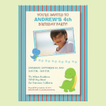 Adorable Dinosaur Birthday Party Invite (aqua) invitations
