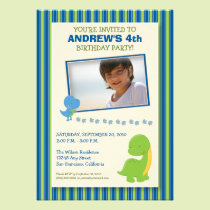 Adorable Dinosaur Birthday Party Invite (blue) invitations