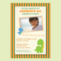 Adorable Dinosaur Birthday Party Invite (orange) invitations