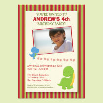 Adorable Dinosaur Birthday Party Invite (red) invitations