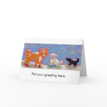 Adorable dogs folk art winter painting 12 Boots cards
