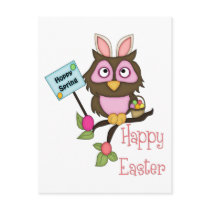 Adorable Easter Owl with Bunny Ears Post Card