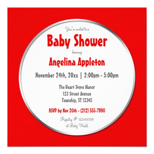 Adorable Elephant - Red Baby Shower Invitations