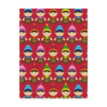 Adorable Elves Red Christmas Postcard by markmurphycreative Adorable Elves Red Christmas Postcard