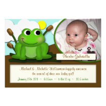 Adorable Froggy Boy or Girl Birth Announcements