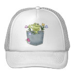 Adorable Gardening Frog with Tulips Mesh Hat