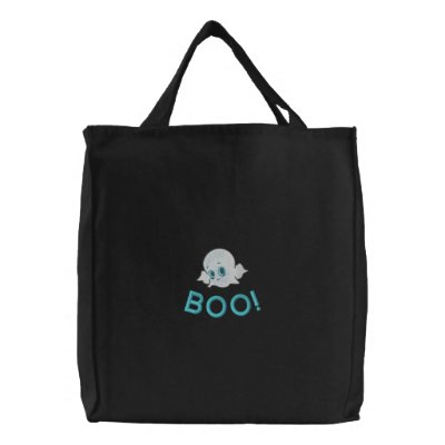 Adorable Ghost Embroidered Tote Bag by Stitchbaby