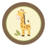 Adorable Giraffe Envelope Seals or Toppers Round Sticker