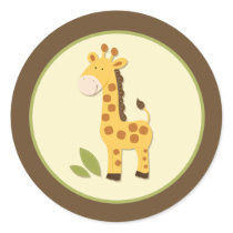Adorable Giraffe Envelope Seals or Toppers Round Sticker