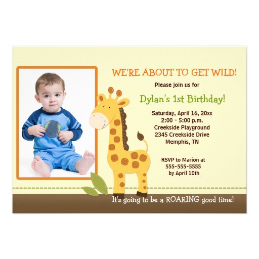 Adorable Giraffe *PHOTO* Birthday 5x7 Invitations
