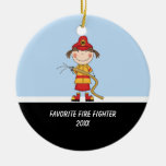 Adorable Girl Fire Fighter Ornament