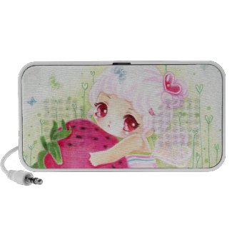 Adorable girl with strawberry - Doodle Speaker doodle