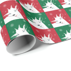 Adorable Goat Christmas in Red and Green Tiles Gift Wrap Paper