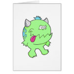 adorable green tongue chomper monster greeting card