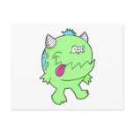 adorable green tongue chomper monster post cards