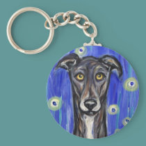 Adorable Greyhound portrait keychains